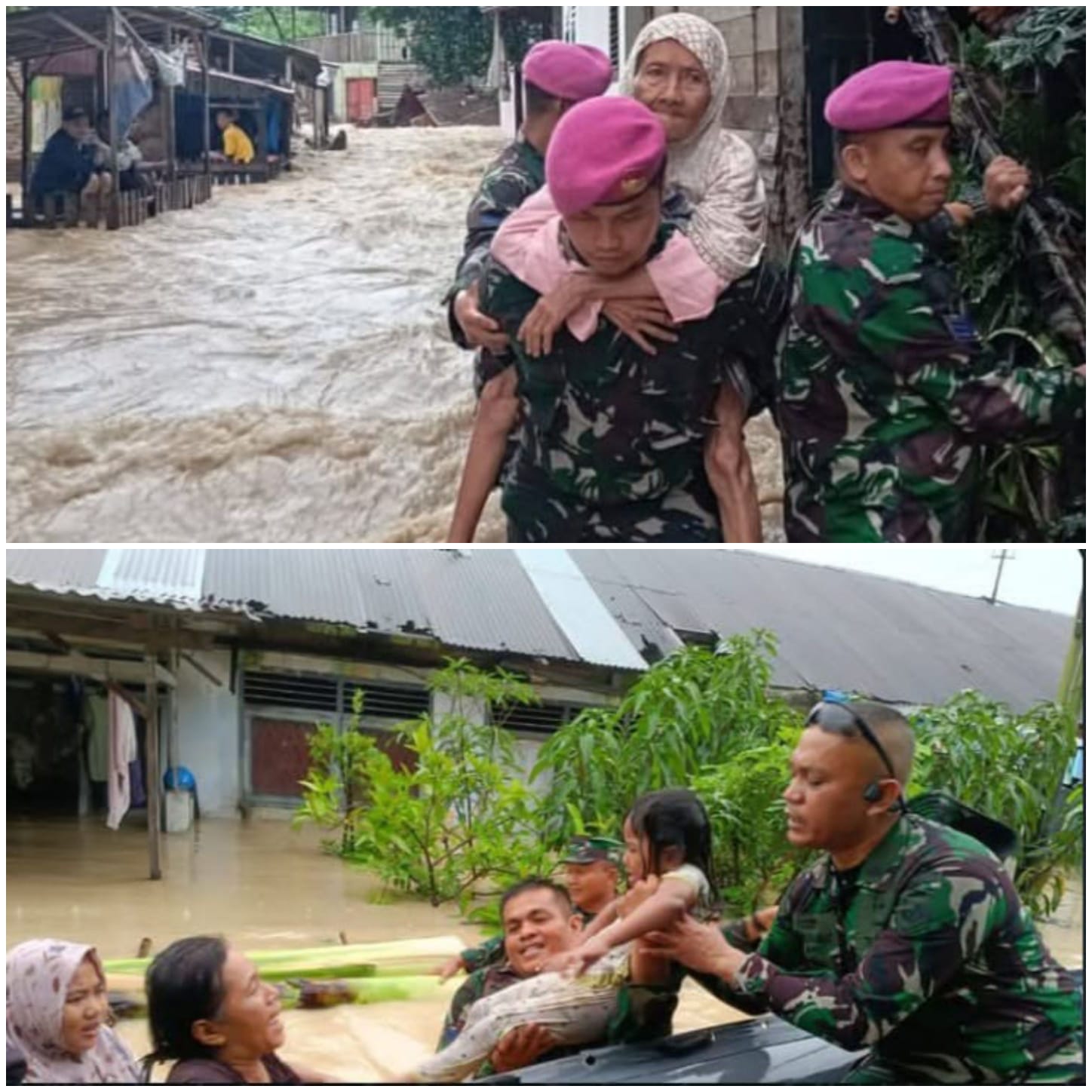 Aksi Cepat Tanggap, Danyonmarhanlan I dan Prajurit Bantu Evakuasi Korban Banjir Kota Medan