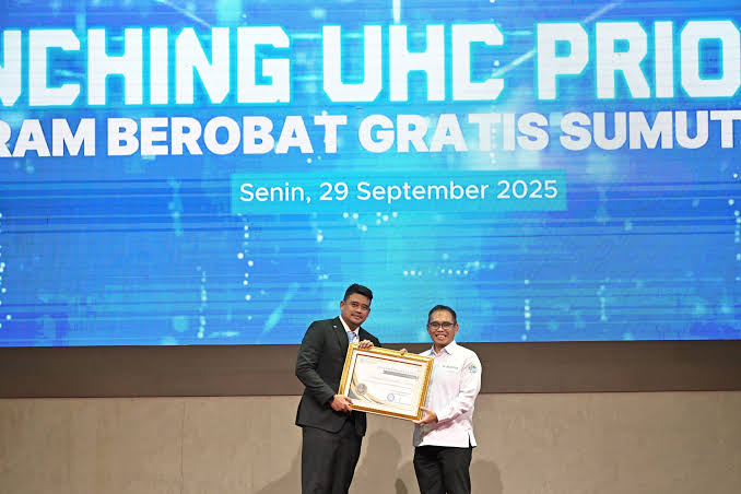 Gubernur Provinsi Sumatera Utara (Gubsu) M Bobby Afif Nasution saat launching Program Berobat Gratis (Probis).