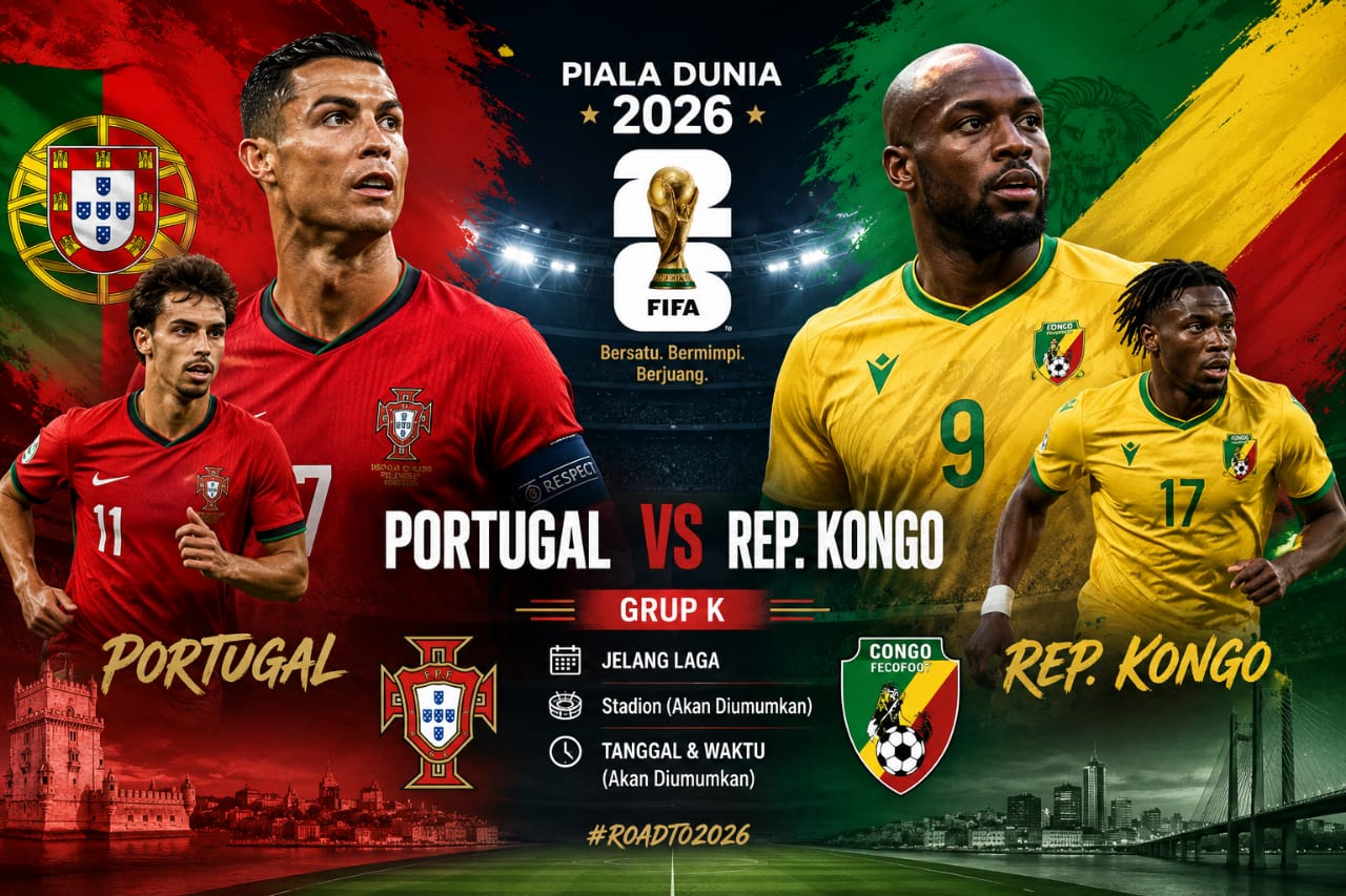 Preview Portugal vs Republik Demokratik Kongo: Ronaldo dan Misi Terakhir di Grup K Piala Dunia 2026