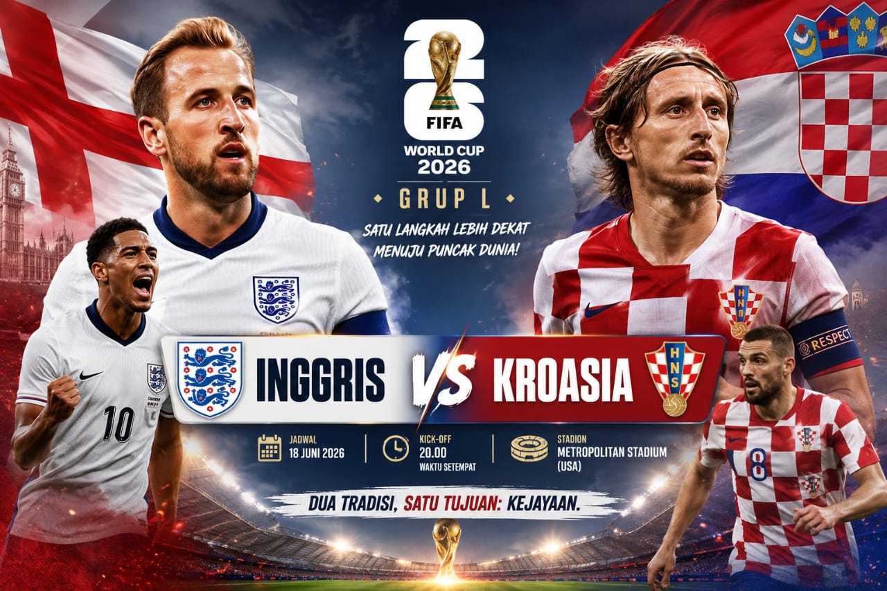 Preview Inggris vs Kroasia: Duel Pembuka Grup L Piala Dunia 2026, Rivalitas Sarat Sejarah